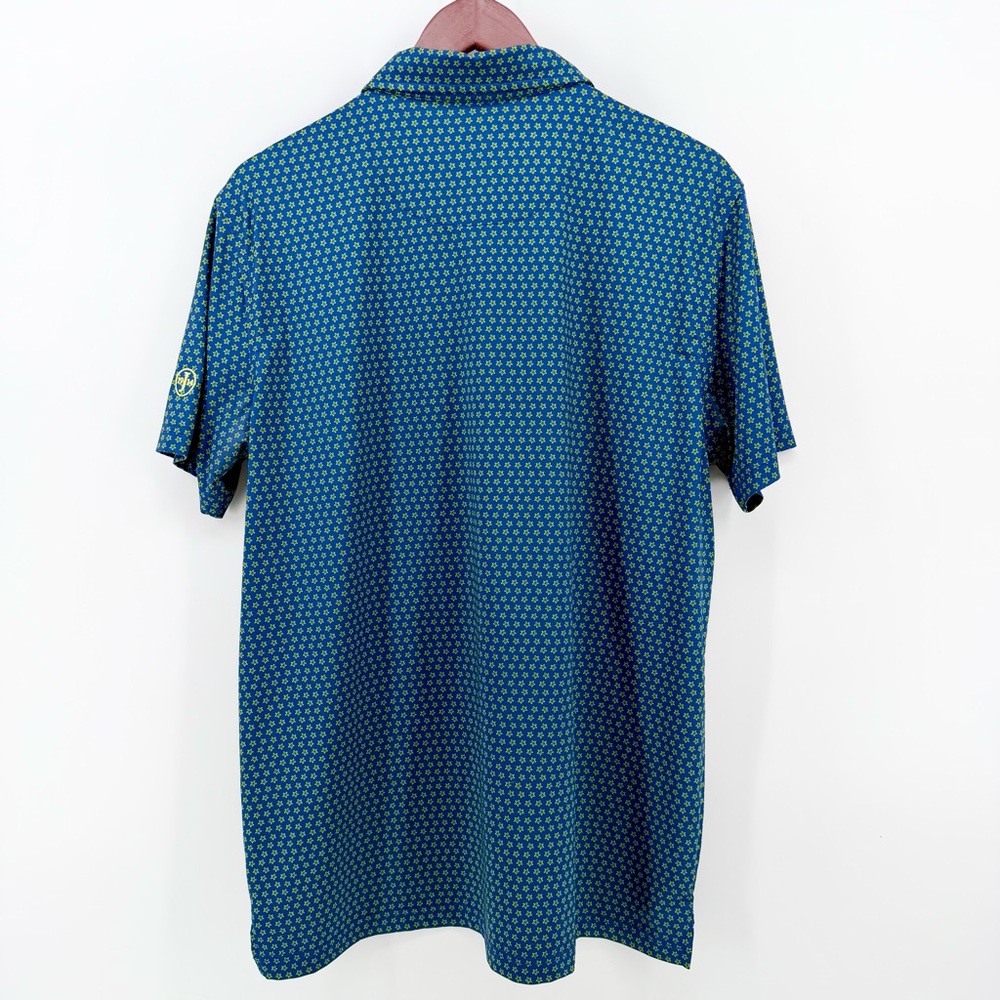 Donald Ross Sport Men’s Golf Polo Shirt Medium Blue Green Star Print Sport Fit - Picture 3 of 9